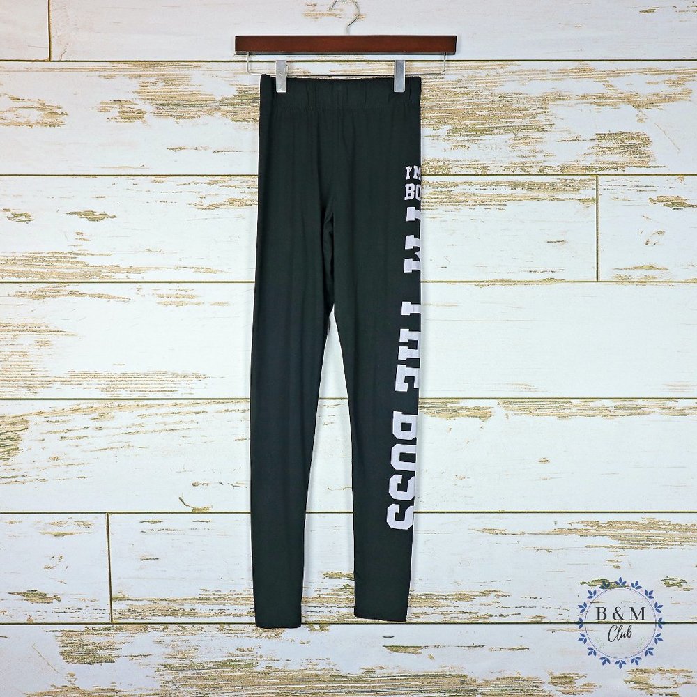 Rue 21 S/M Junior's Black 'Im The Boss' Leggings